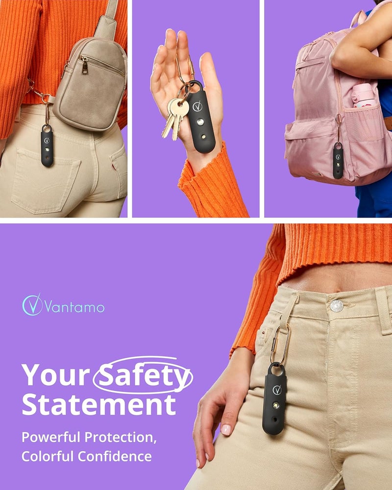 Vantamo Personal Alarm for Self Defense with Low Battery Notice, Strobe Light & Extra Loud 130 dB Double Speakers Safety Keychain Set for Women, Rechargeable Panic Button for Womens Self Defense - Image 2